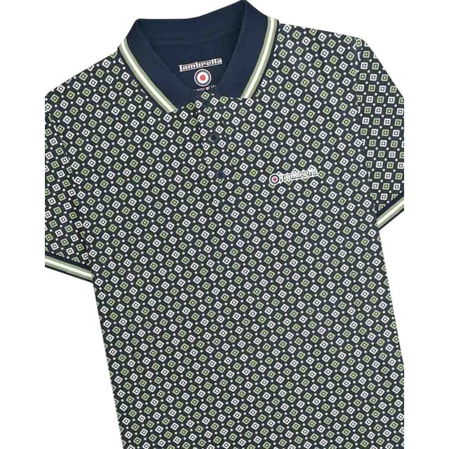 Lambretta Lambretta Men's Geometric Big & Tall Polo Shirt in Navy - 3
