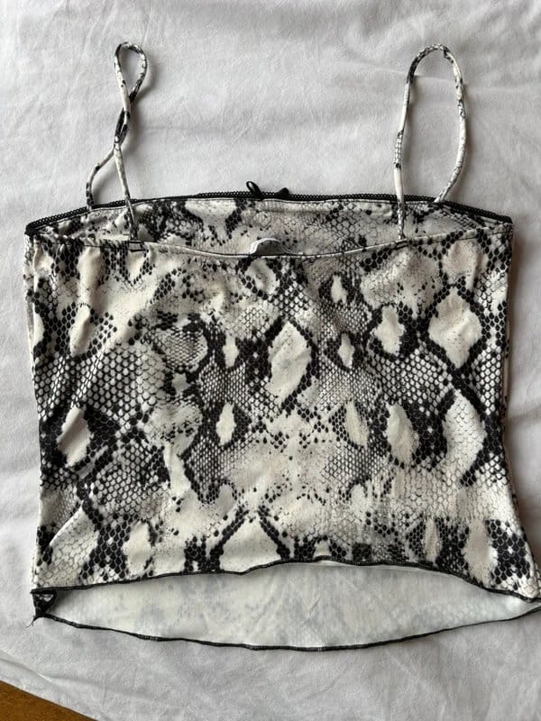 Bershka Black & White Reptile Print Cami