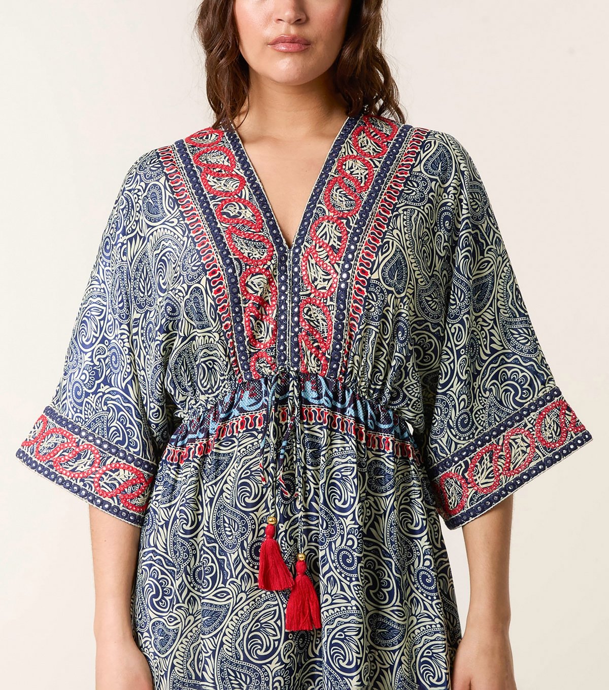 Blue Vanilla Women's Navy Embellished Kimono Dress Blue Vanilla New Look - 2