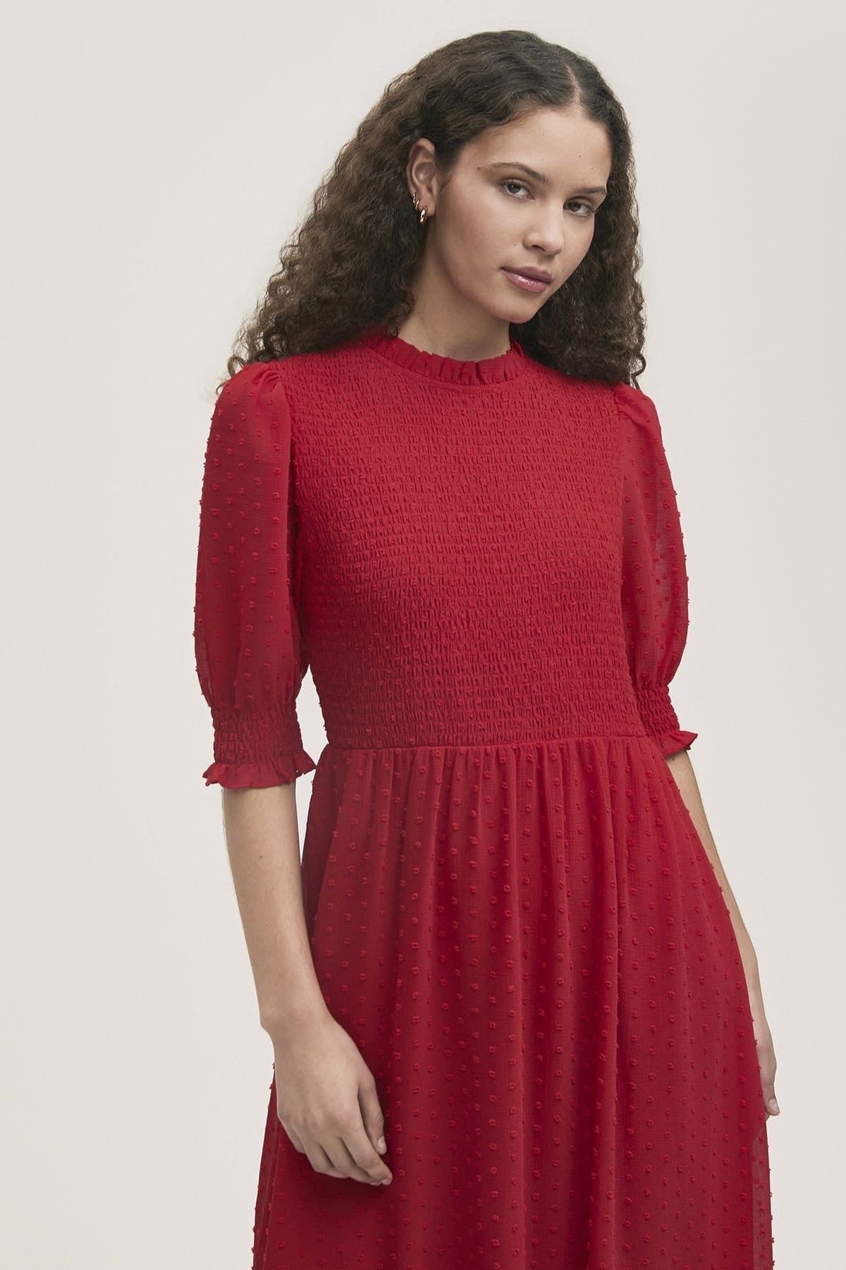 Finery London Finery London Women's Amelia 3/4 Sleeve Chiffon Midi Dress in Red - 4