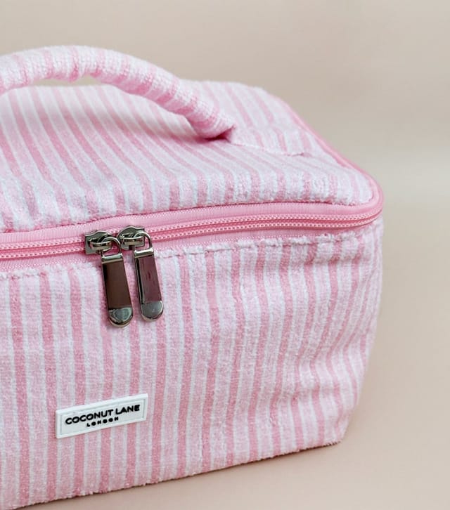 Coconut Lane Pink Stripe Travel Toweling Makeup Bag Coconut Lane New Look - 2