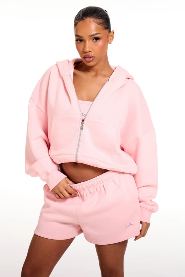 Kaiia Kaiia Chrome Logo Mini Shorts Sugar Pink - 2