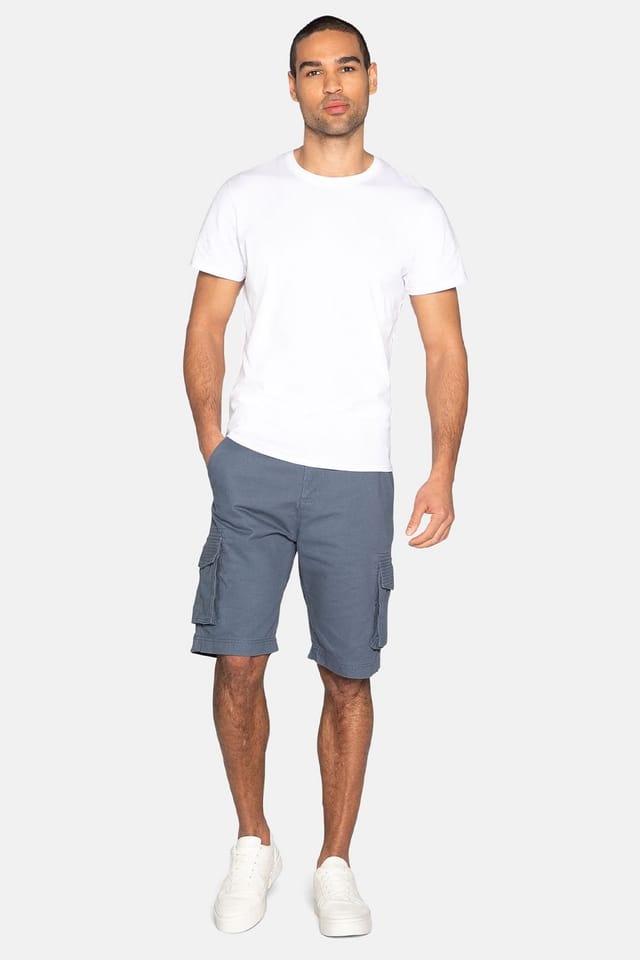 Threadbare threadbare Men's Cotton 'Bute' Cargo Shorts in Blue - 3