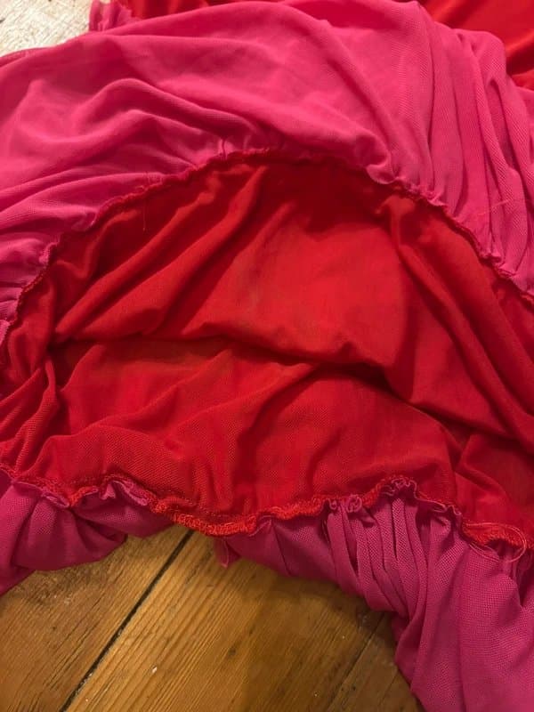 Never Fully Dressed Never Fully Dressed Red and pink dress - mesh ruffles frill dress - size 16