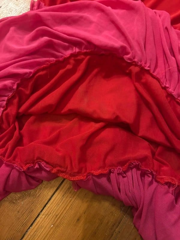Never Fully Dressed Never Fully Dressed Red and pink dress - mesh ruffles frill dress - size 16 - 1
