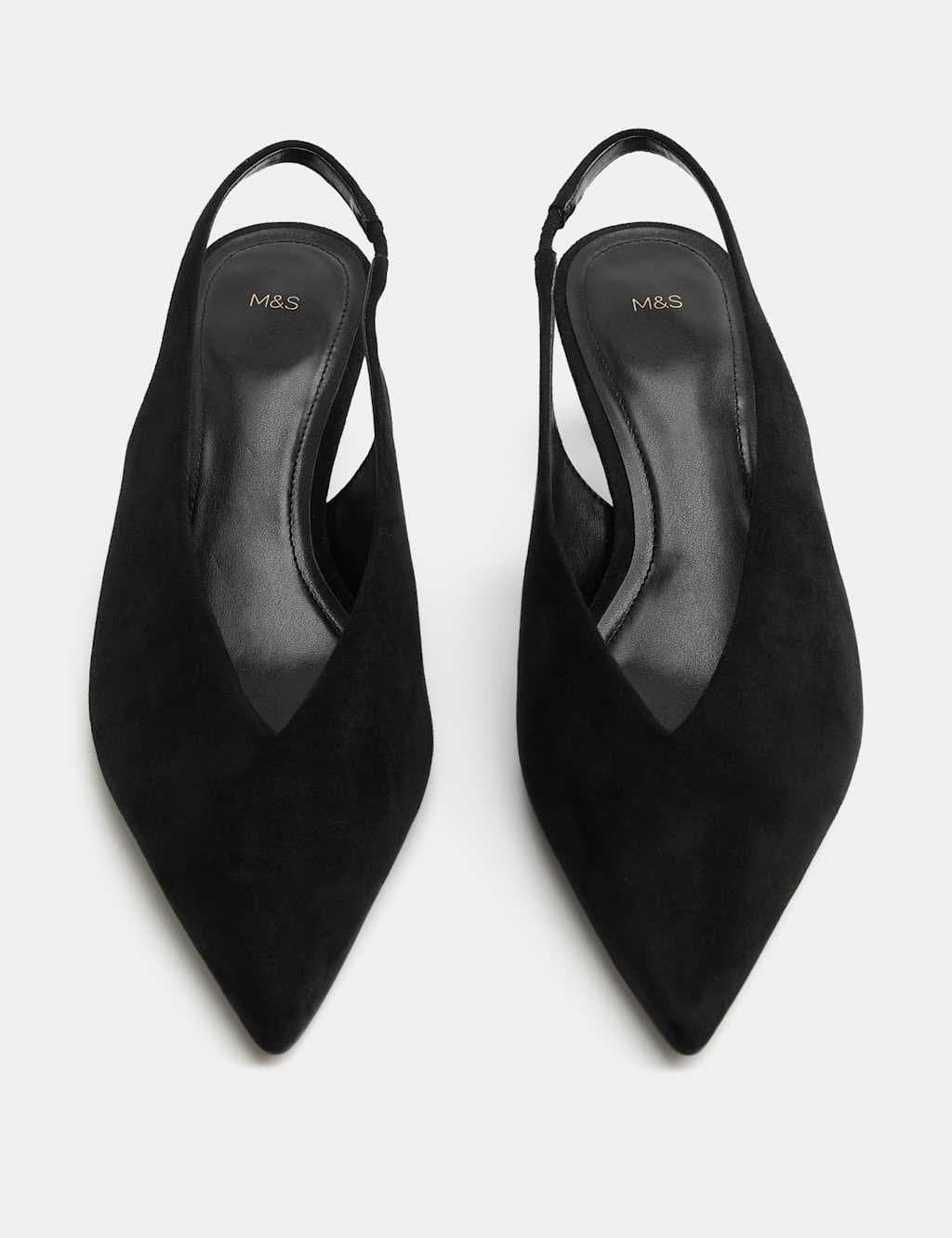 Marks & Spencer M&S Kitten Heel Pointed Slingback Shoes Black