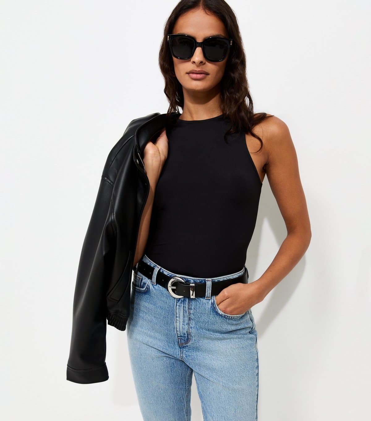 New Look Women's Black Jersey Racer Bodysuit New Look