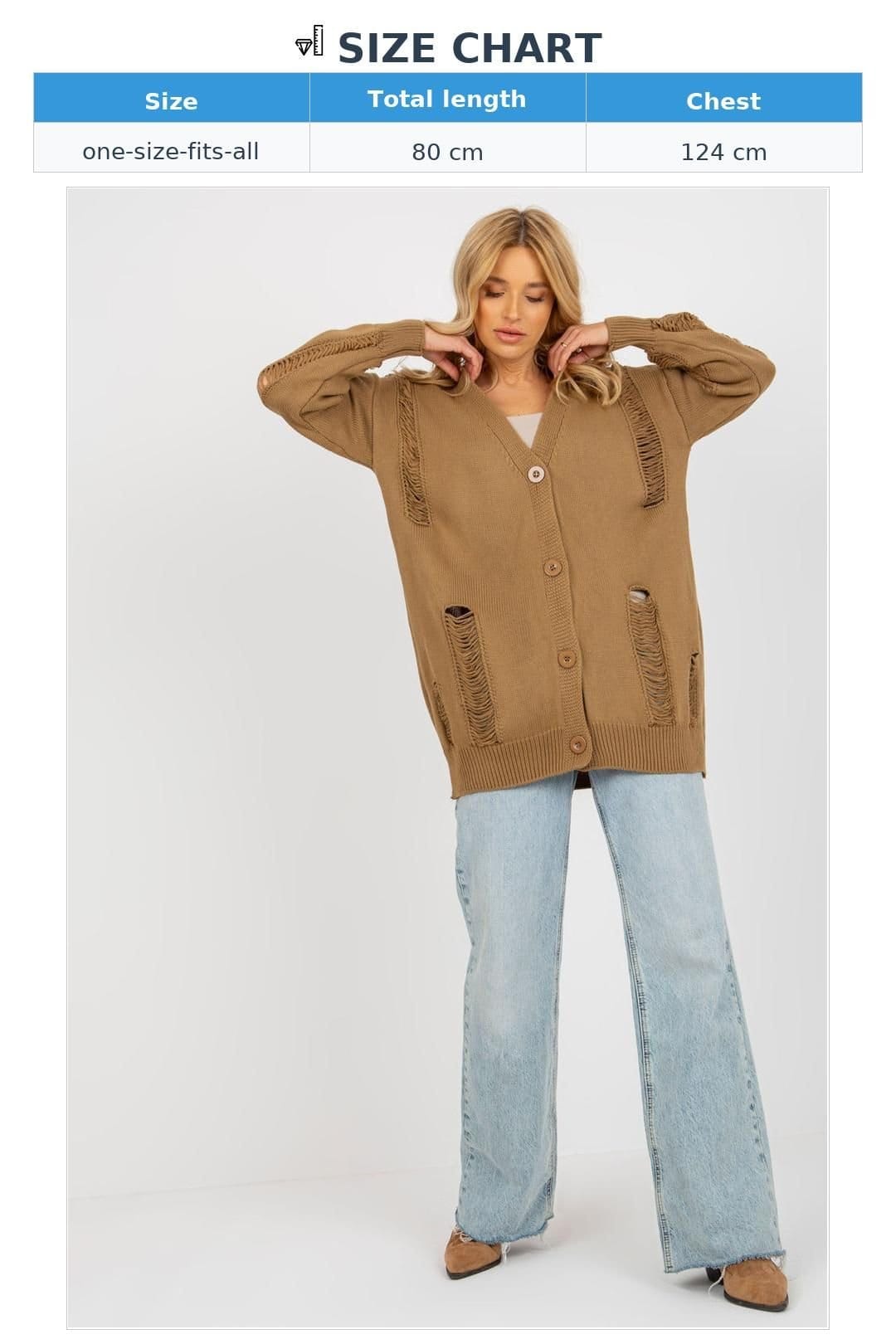 Love Lace Love Lace Women's Heart Neck Button Down Cardigan Sweater Style 175747 in Brown - 4