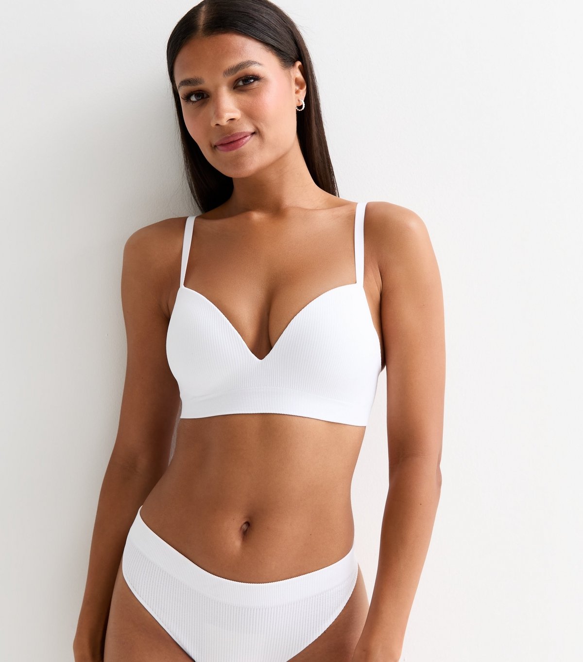 New Look Women's White Soft-Rib Nonwired Seamless Bra New Look - 3
