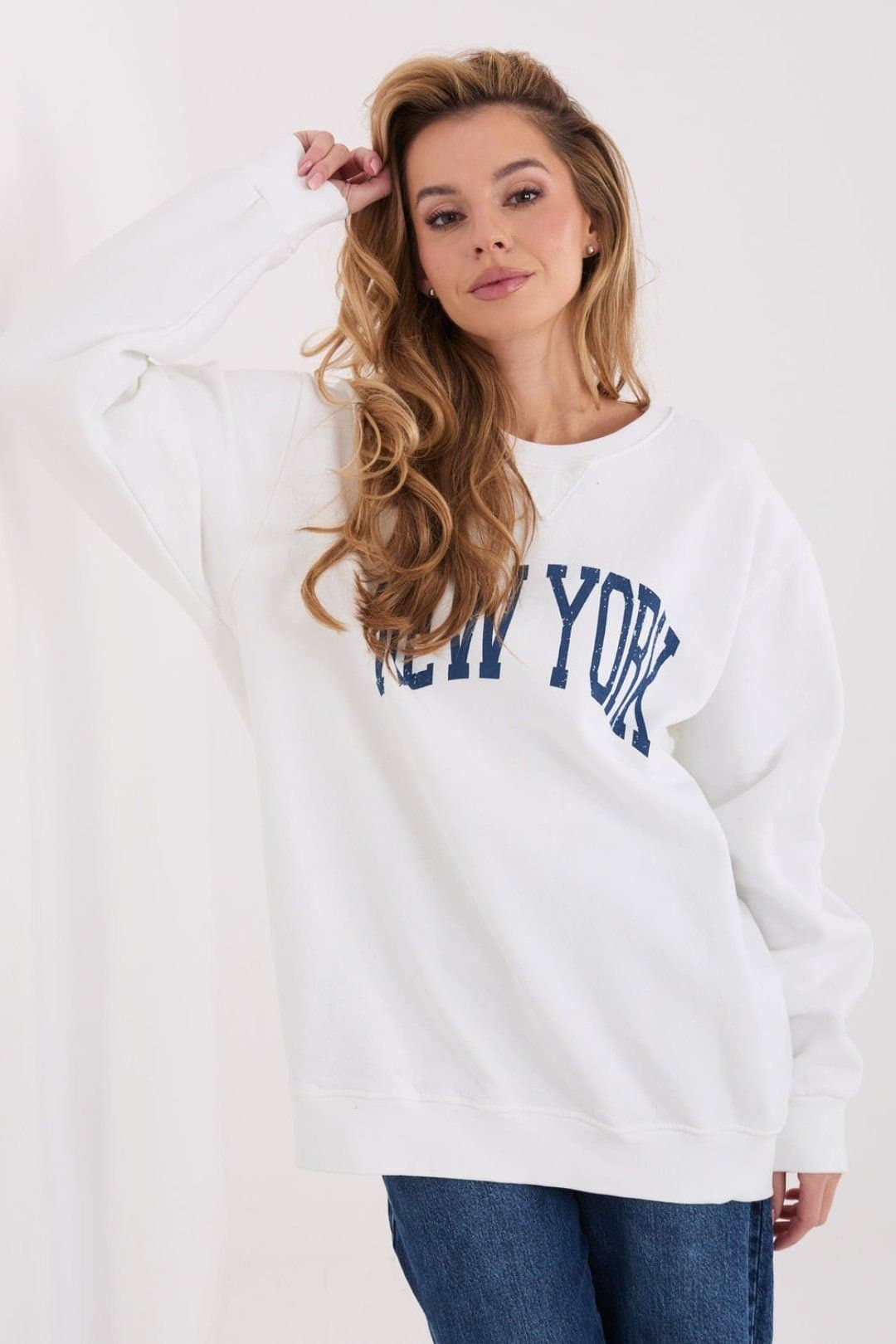 Love Lace Love Lace Women's Soft Cotton Elastane Slogan Casual Sweatshirt in White