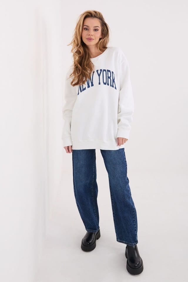 Love Lace Love Lace Women's Soft Cotton Elastane Slogan Casual Sweatshirt in White - 2