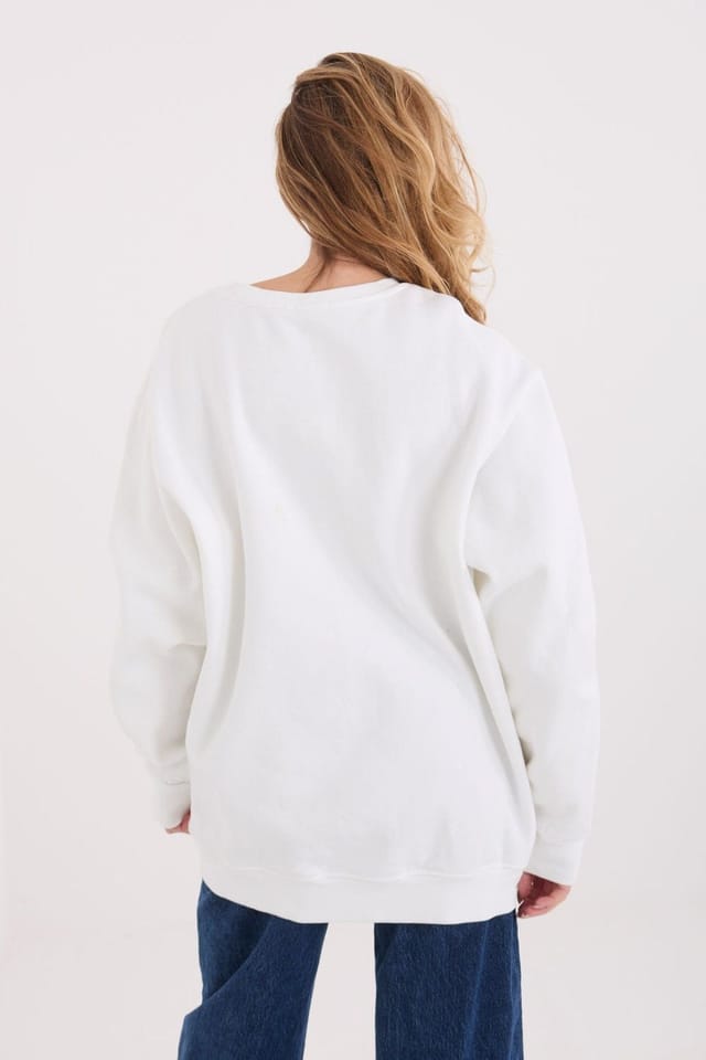 Love Lace Love Lace Women's Soft Cotton Elastane Slogan Casual Sweatshirt in White - 3