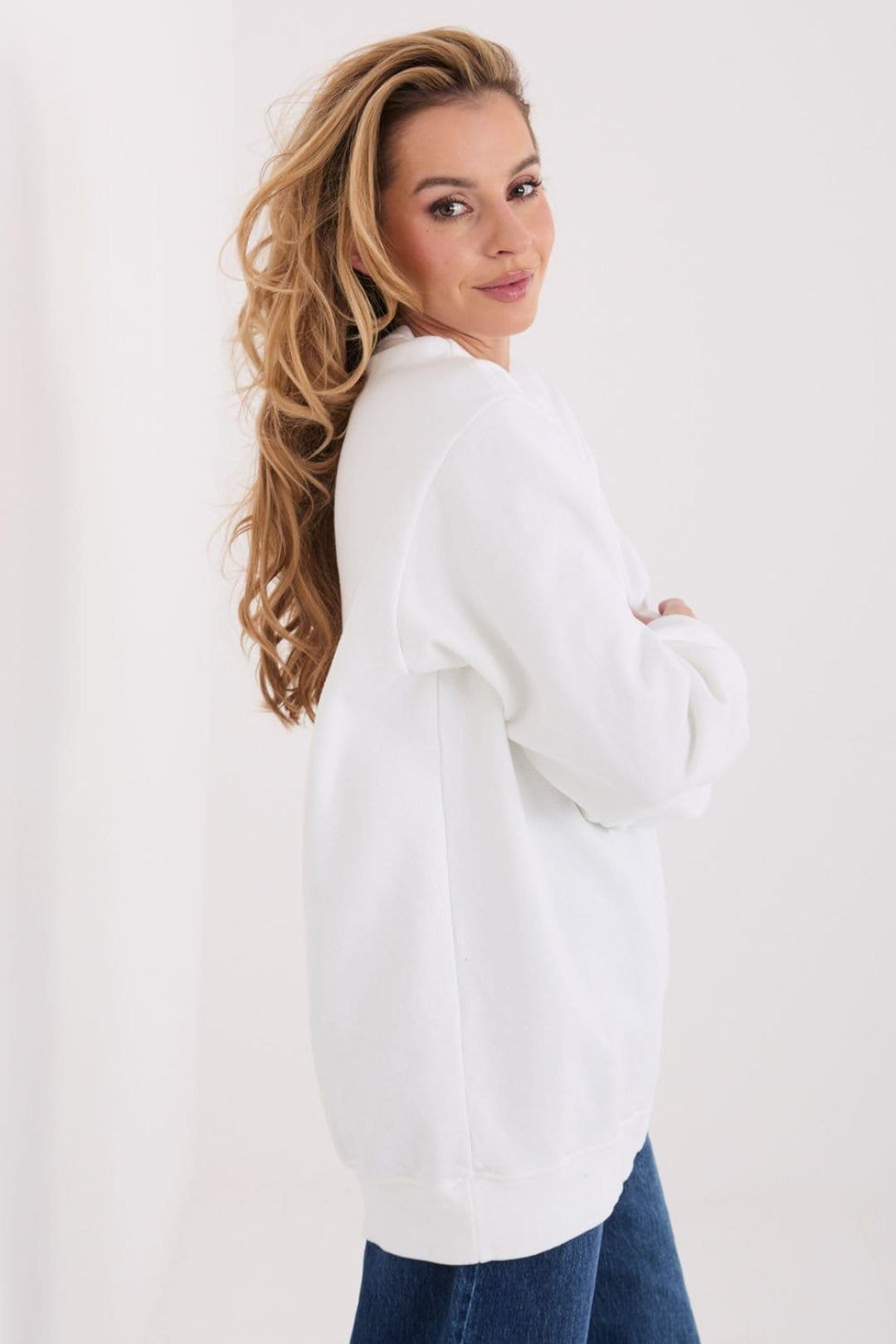 Love Lace Love Lace Women's Soft Cotton Elastane Slogan Casual Sweatshirt in White - 4