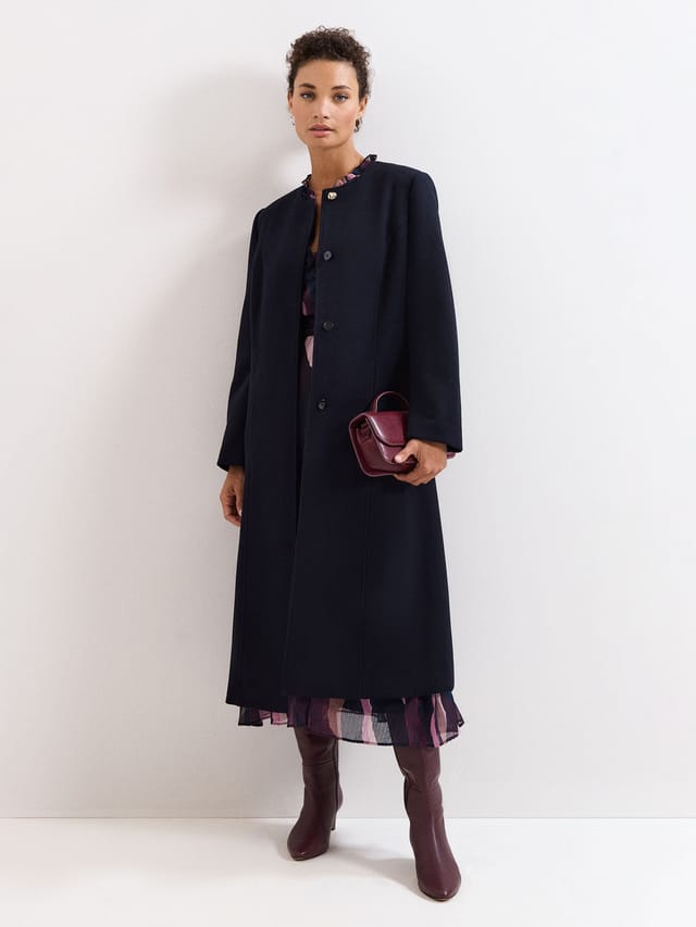 Phase Eight Phase Eight Women's Loretta Button Detail Longline Coat in Dark Navy - 2