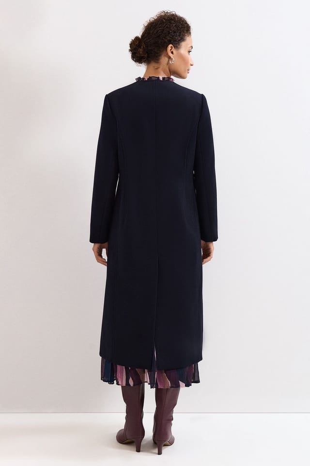 Phase Eight Phase Eight Women's Loretta Button Detail Longline Coat in Dark Navy - 3