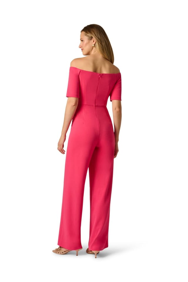 Adrianna Papell Adrianna Papell Women's Knit Crepe Tie Jumpsuit in Pink - 3