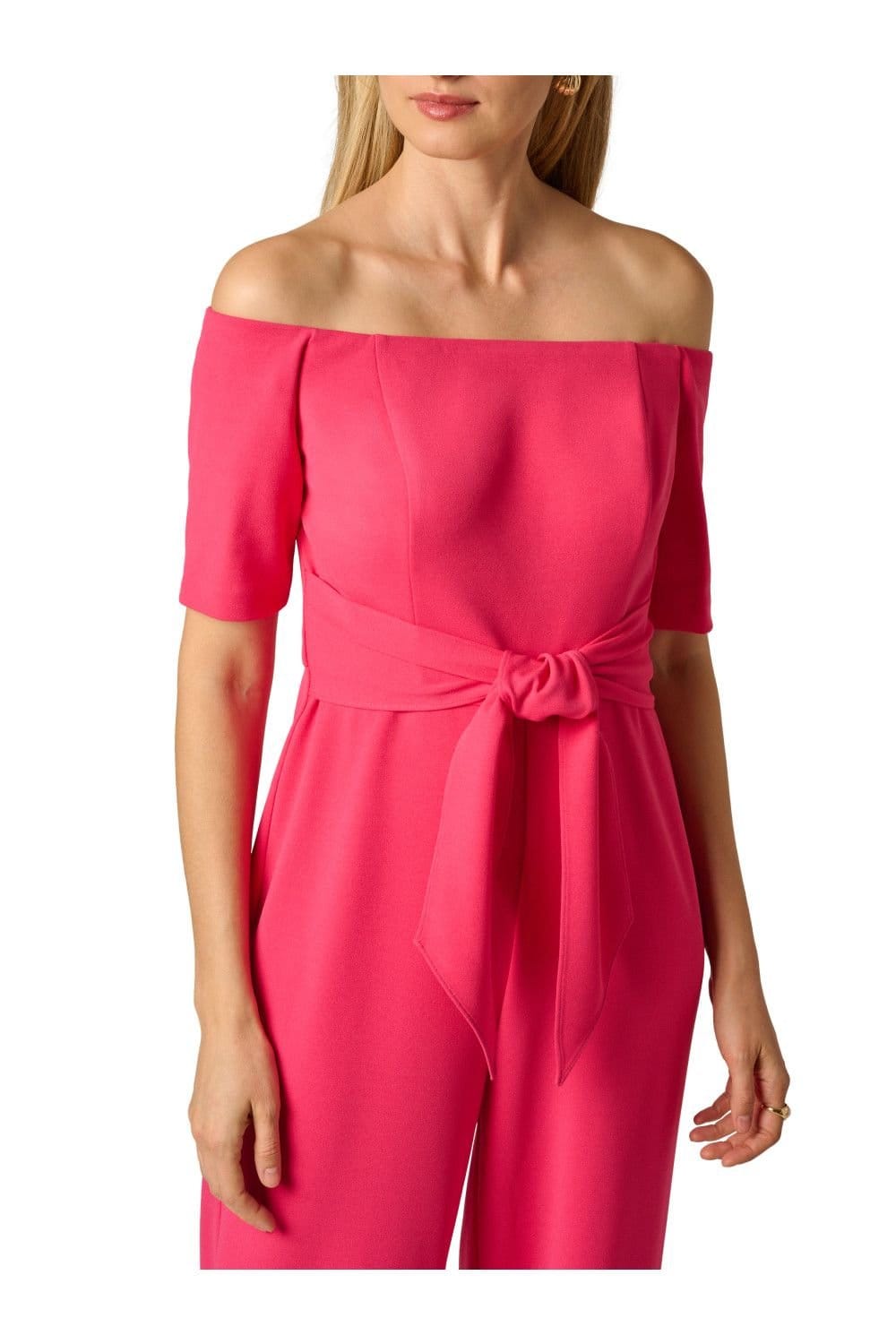 Adrianna Papell Adrianna Papell Women's Knit Crepe Tie Jumpsuit in Pink - 4