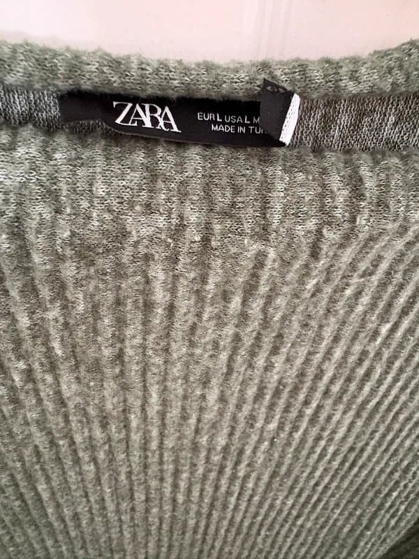 Zara Zara Khaki Green Ribbed Sleeveless Midi Dress – Size L