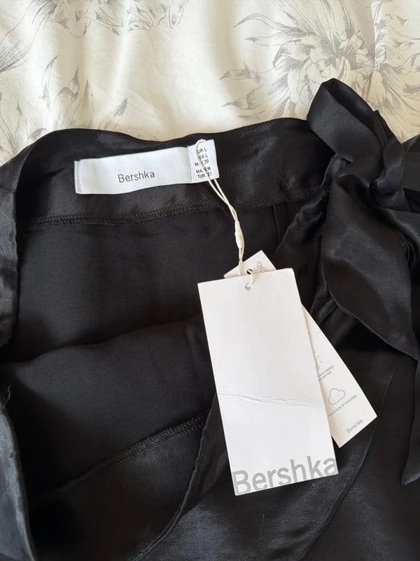 Bershka Black Satin Mini Skirt