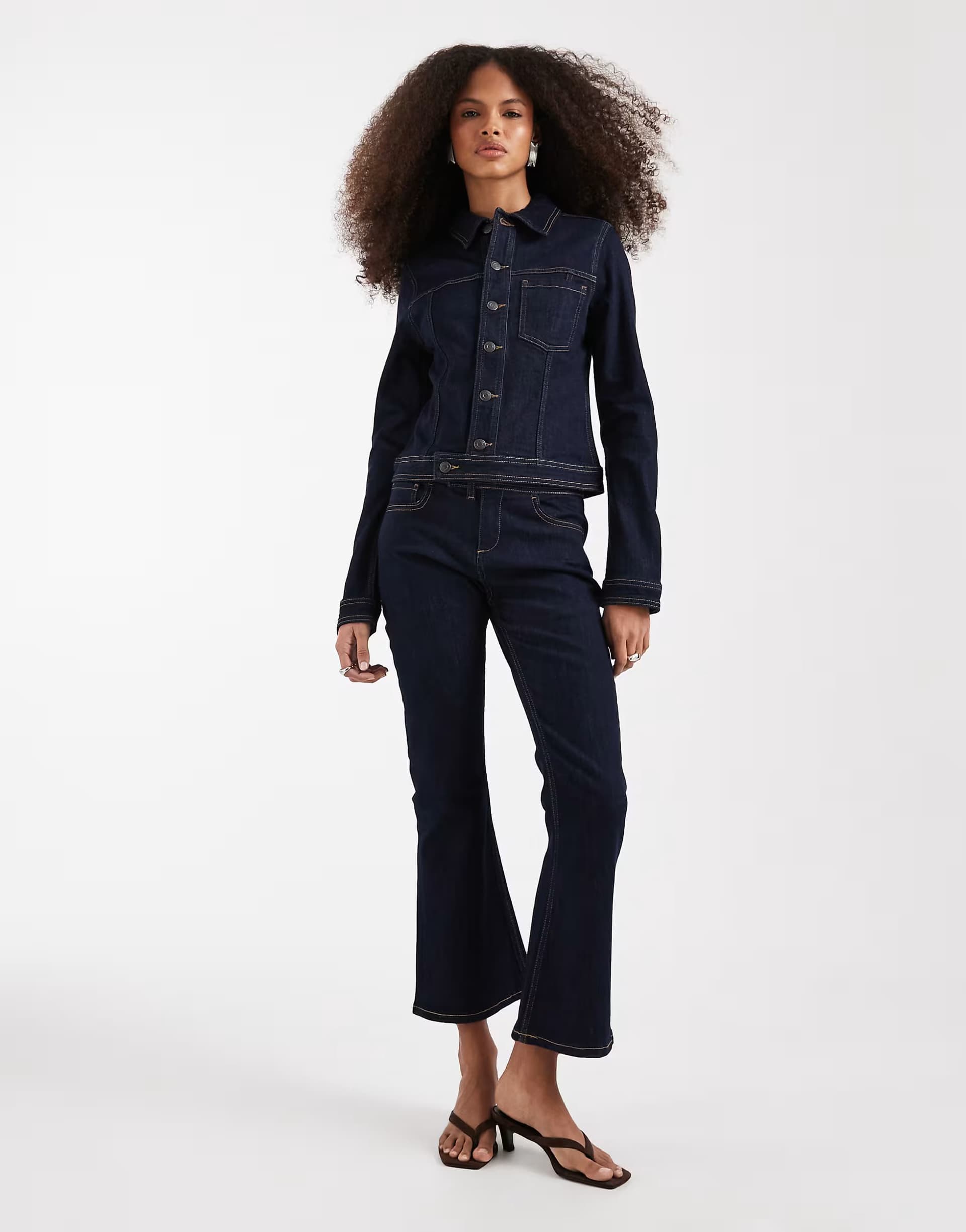 ASOS ASOS DESIGN fitted denim jacket and jeans co-ord in inky wash