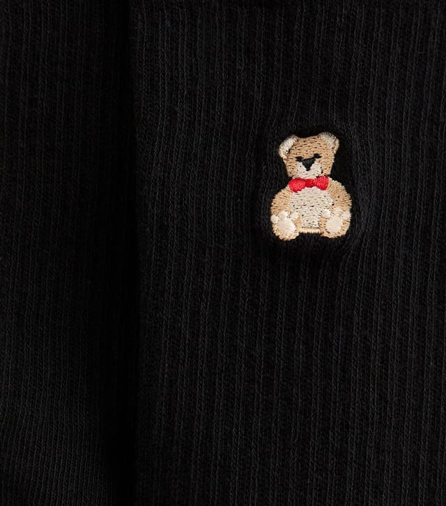 New Look Black Embroidered Teddy Bear Ankle Socks New Look - 2