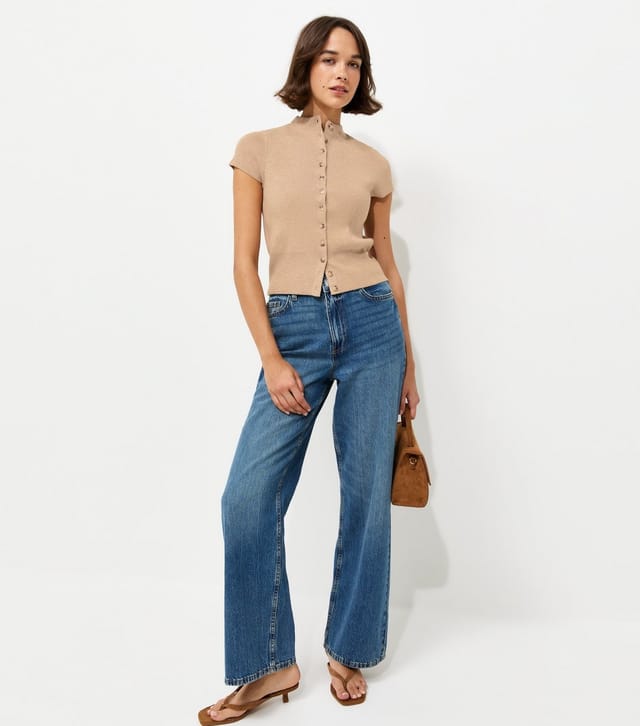 New Look Women's Oatmeal Short Sleeve Knitted Cardigan New Look - 3