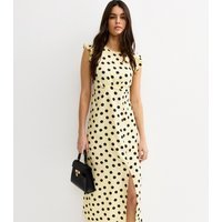 New Look Women's Yellow Polka Dot Frilly Cap Sleeve Midi Dress New Look - 1