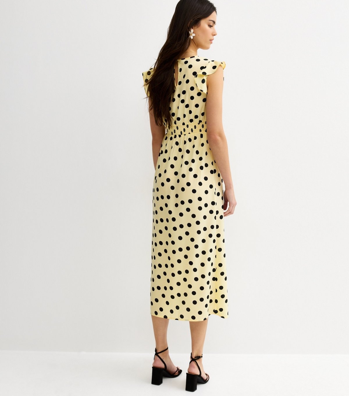 New Look Women's Yellow Polka Dot Frilly Cap Sleeve Midi Dress New Look - 4
