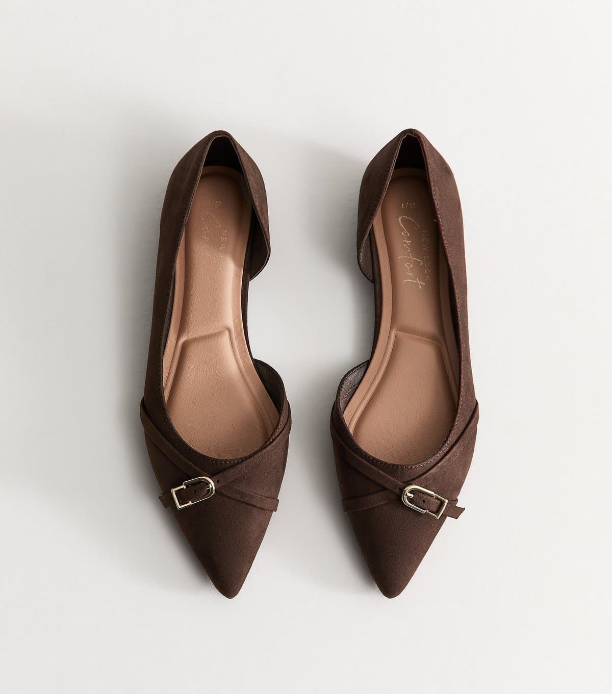New Look New Look Dark Brown Faux Suede D'Orsay Flats