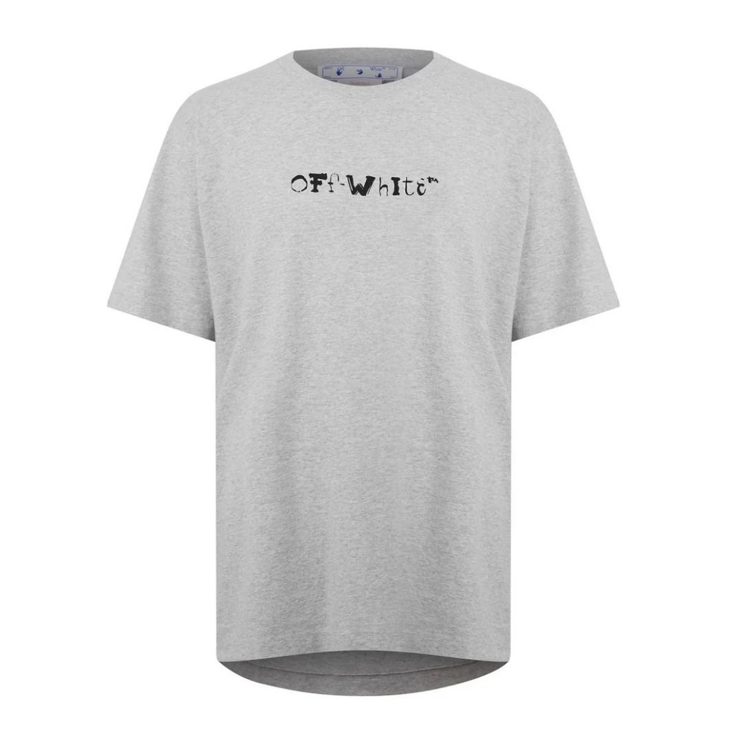 Off-White Off-White Men's Faces Over Logo Over Skate Fit Grey T-Shirt - 1