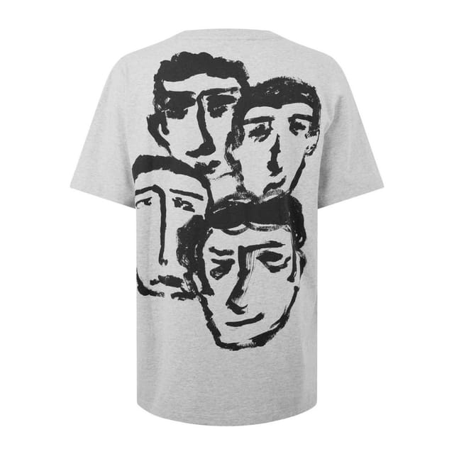Off-White Off-White Men's Faces Over Logo Over Skate Fit Grey T-Shirt - 2