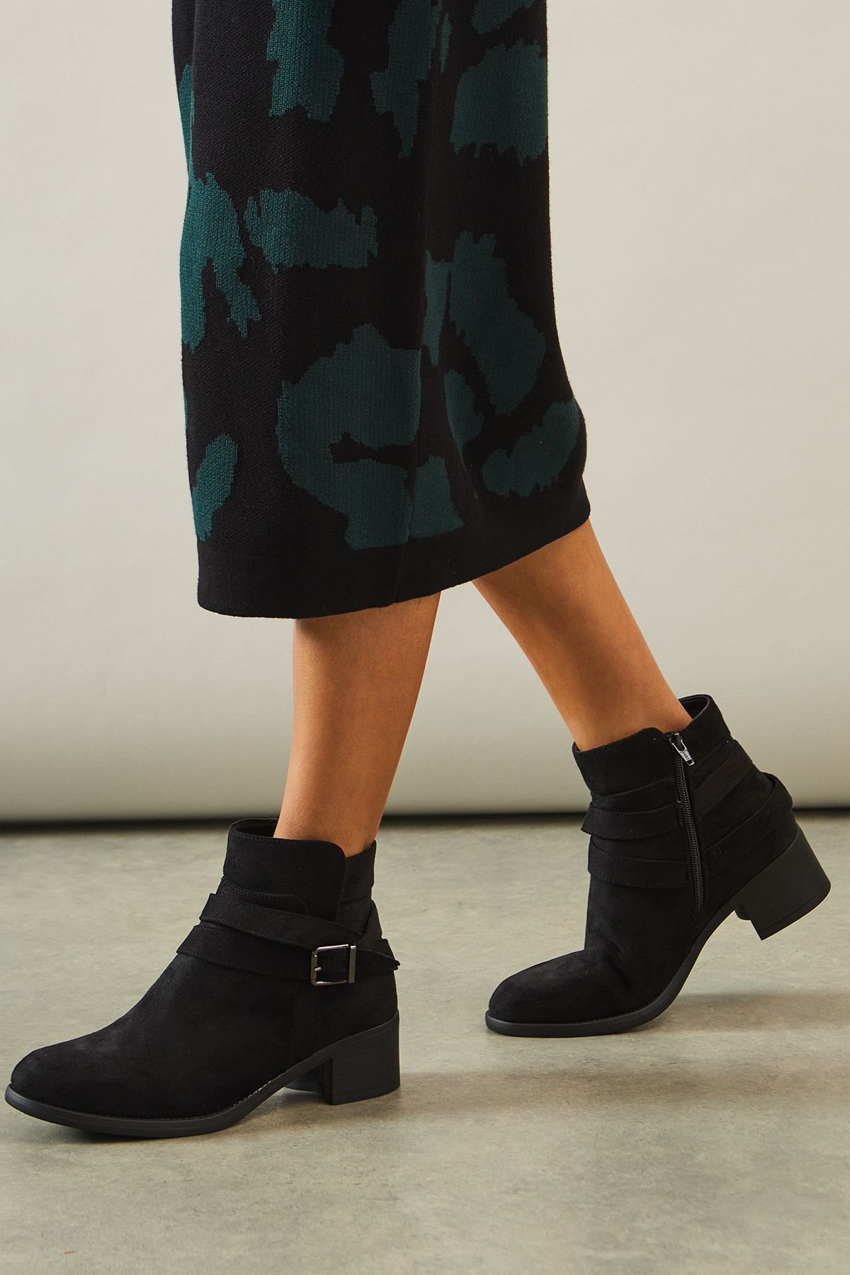 Good For the Sole Good For the Sole Women's : Extra Wide Fit Mista Comfort Buckle Detail Ankle Boots in Natural Black - 3