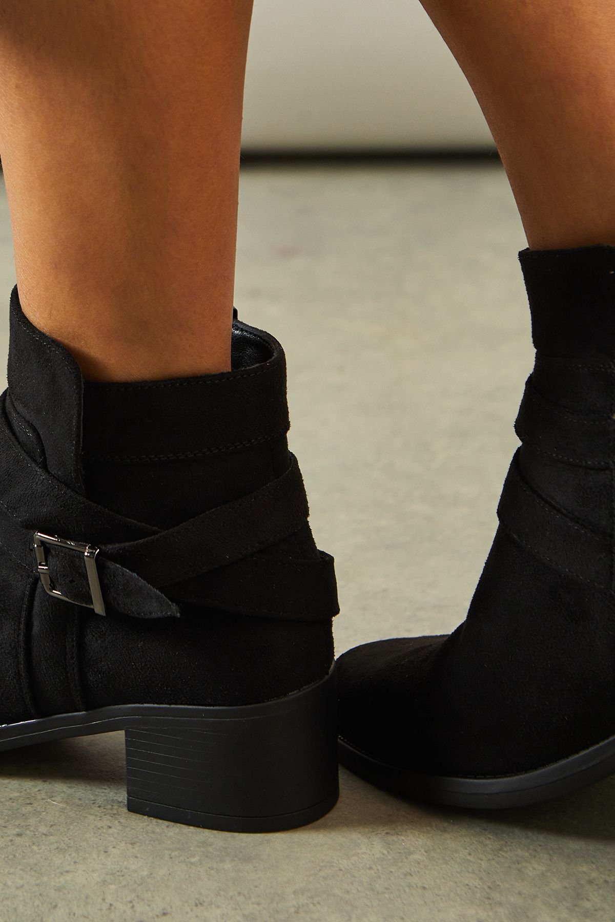 Good For the Sole Good For the Sole Women's : Extra Wide Fit Mista Comfort Buckle Detail Ankle Boots in Natural Black - 4