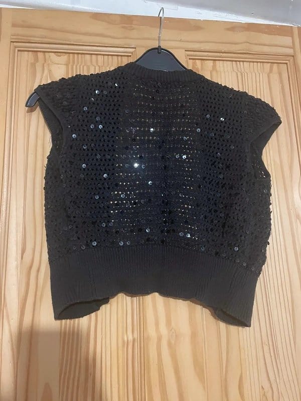 New Look Black Sequin Crop Cardigan Petite