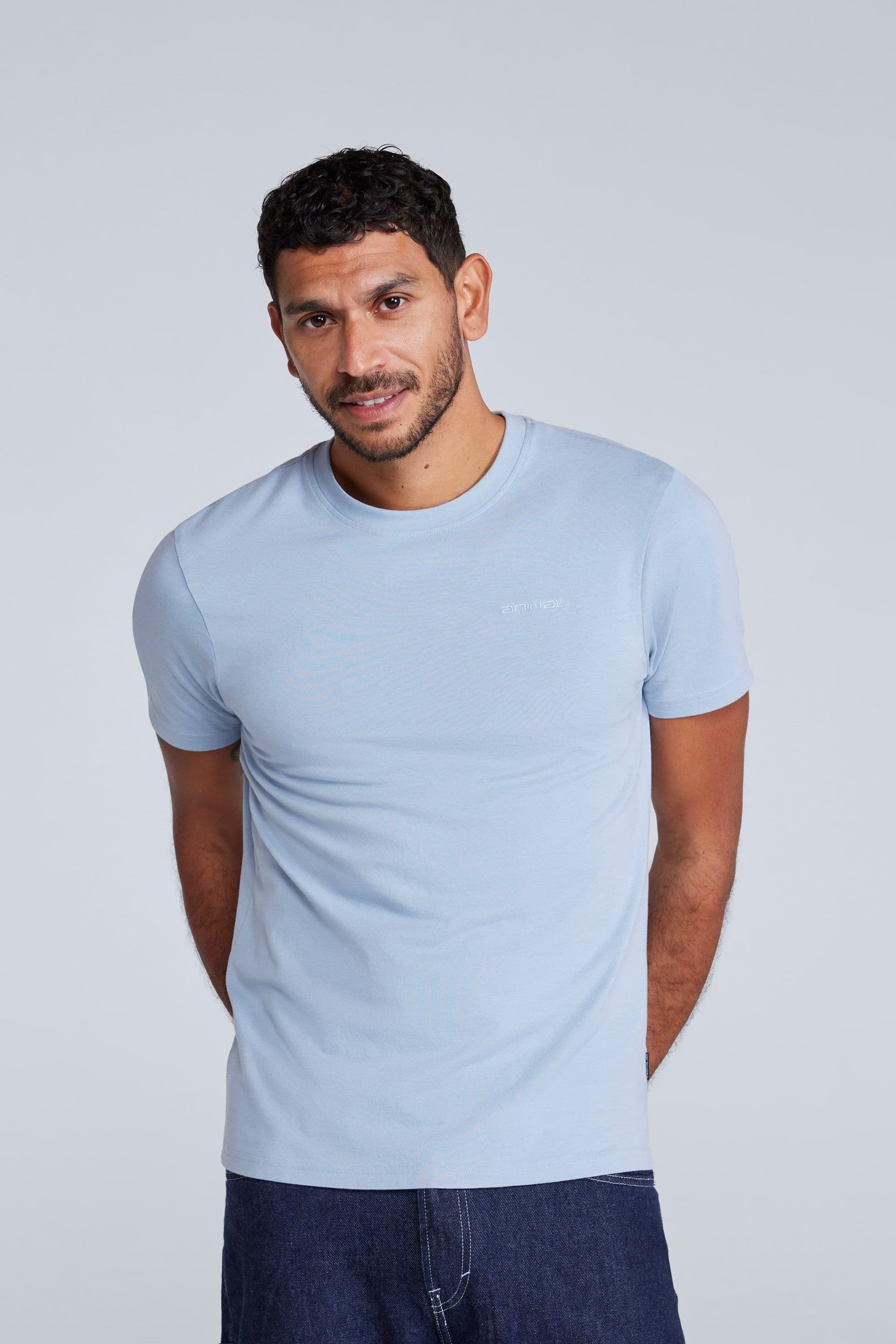 Animal Animal Men's 'Icon' Lightweight Comfortable Short Sleeve Casual Slim Fit T-Shirt in Light Blue