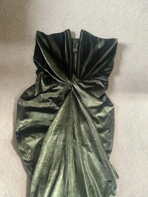 ASOS Design Green velvet strapless dress