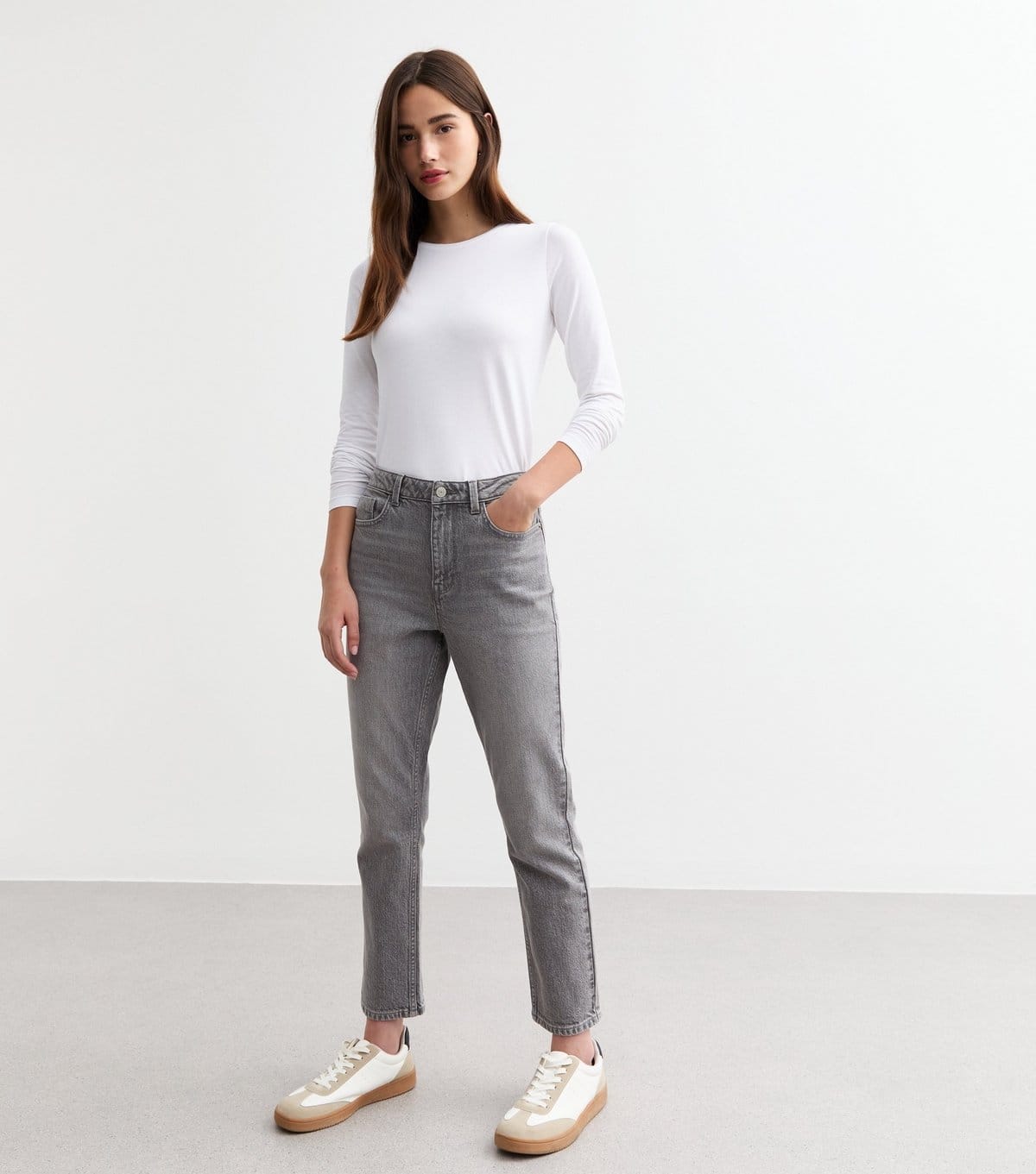 New Look Women's Grey Hannah Ankle Grazer Straight Leg Jeans New Look - 4