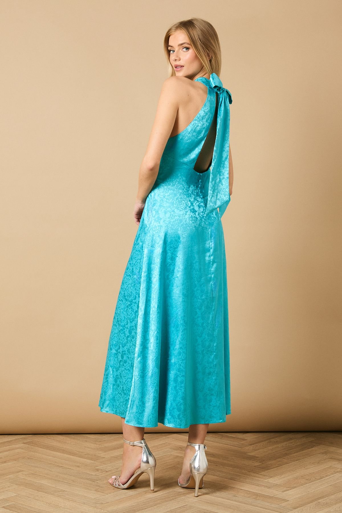 Oasis Oasis Women's Bias Halterneck Midi Dress in Aqua - 4