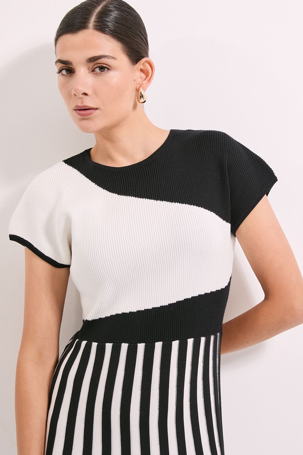 Principles Principles Women's Mono Colour Block Pleated Knitted Dress - 3