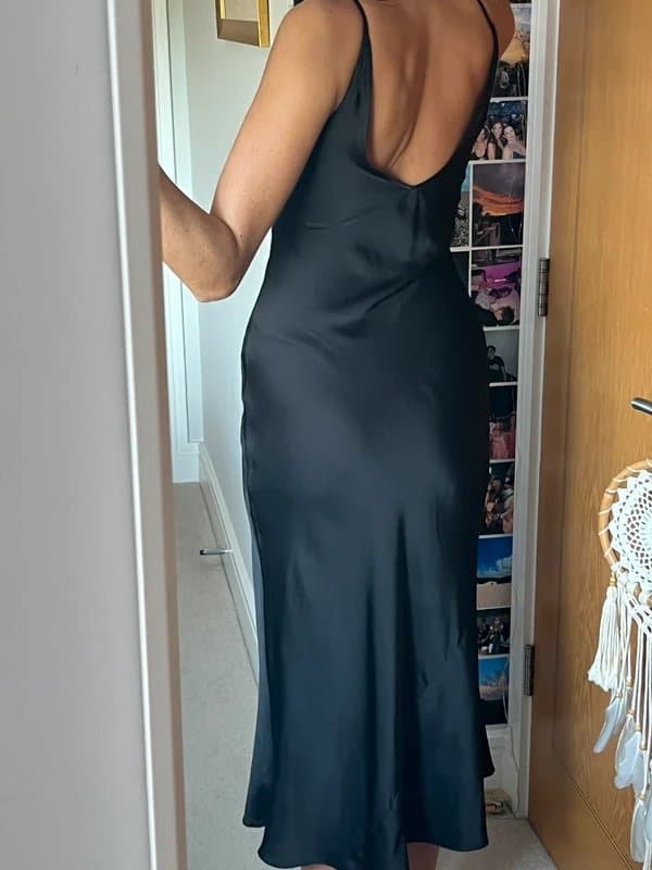 ASOS Design Satin black midi dress