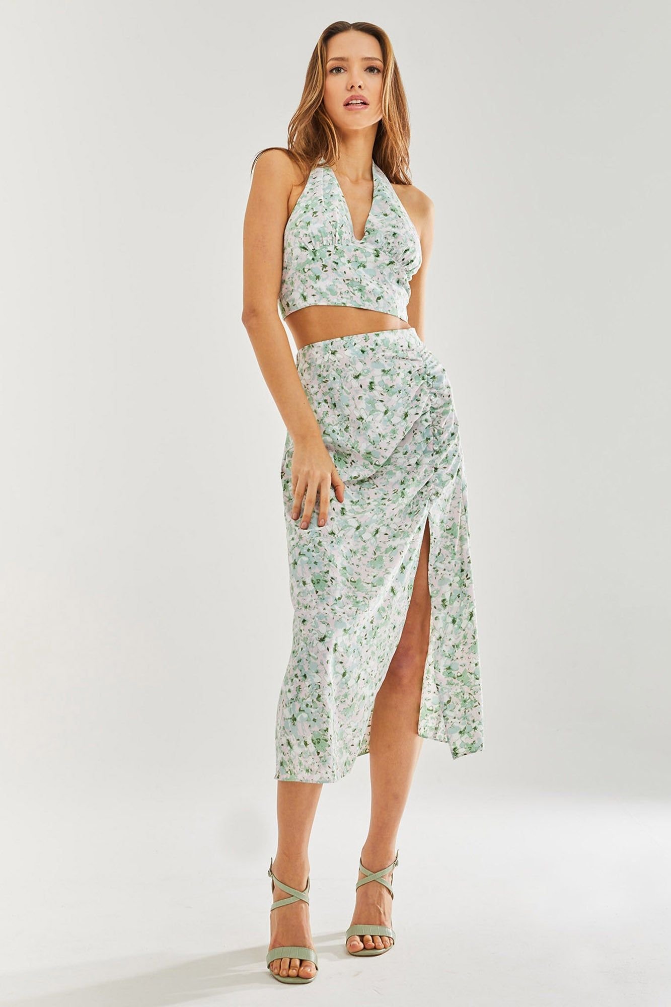 Liquorish Liquorish Women's Green Floral Midi Skirt - 3