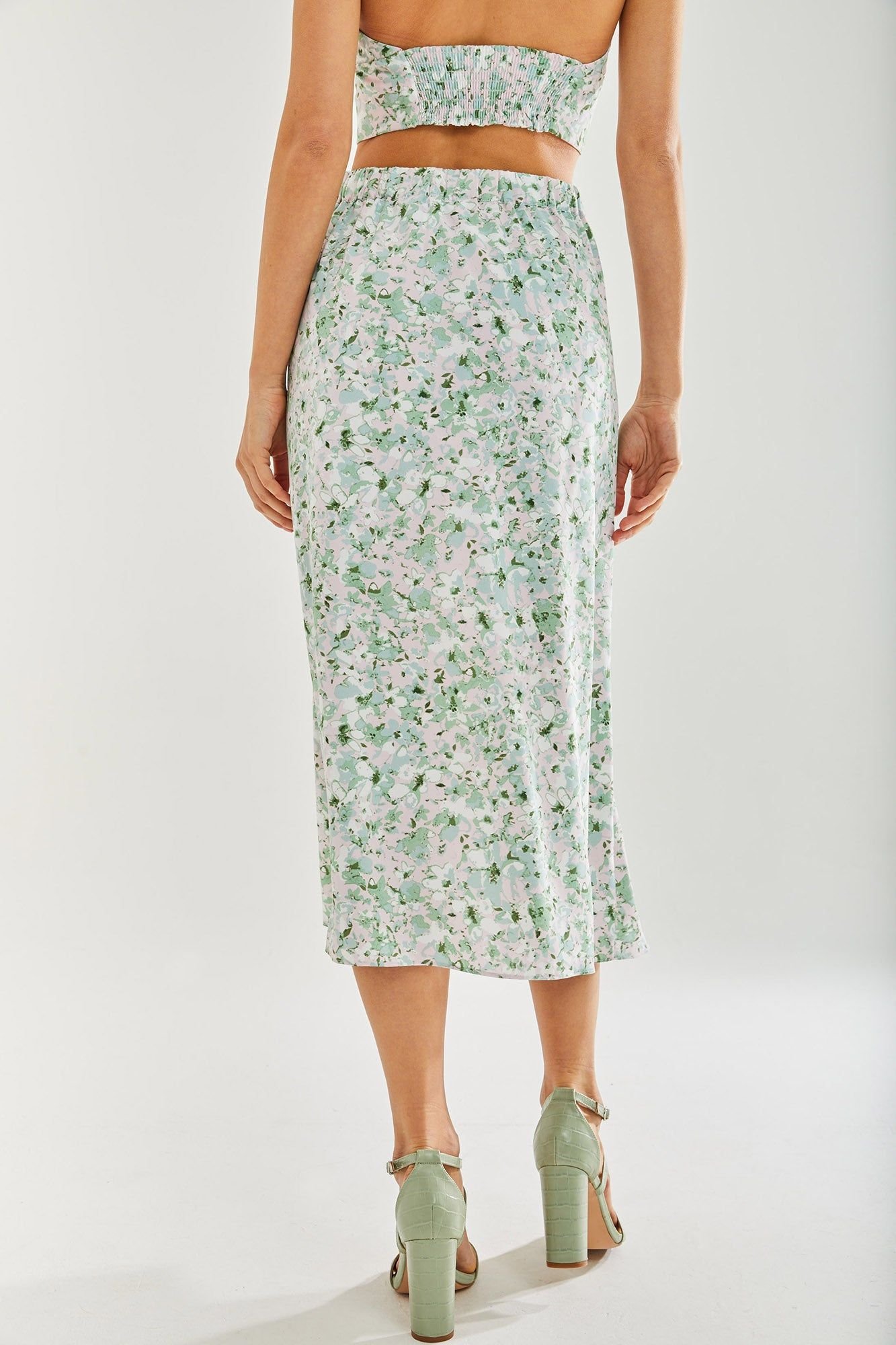 Liquorish Liquorish Women's Green Floral Midi Skirt - 4