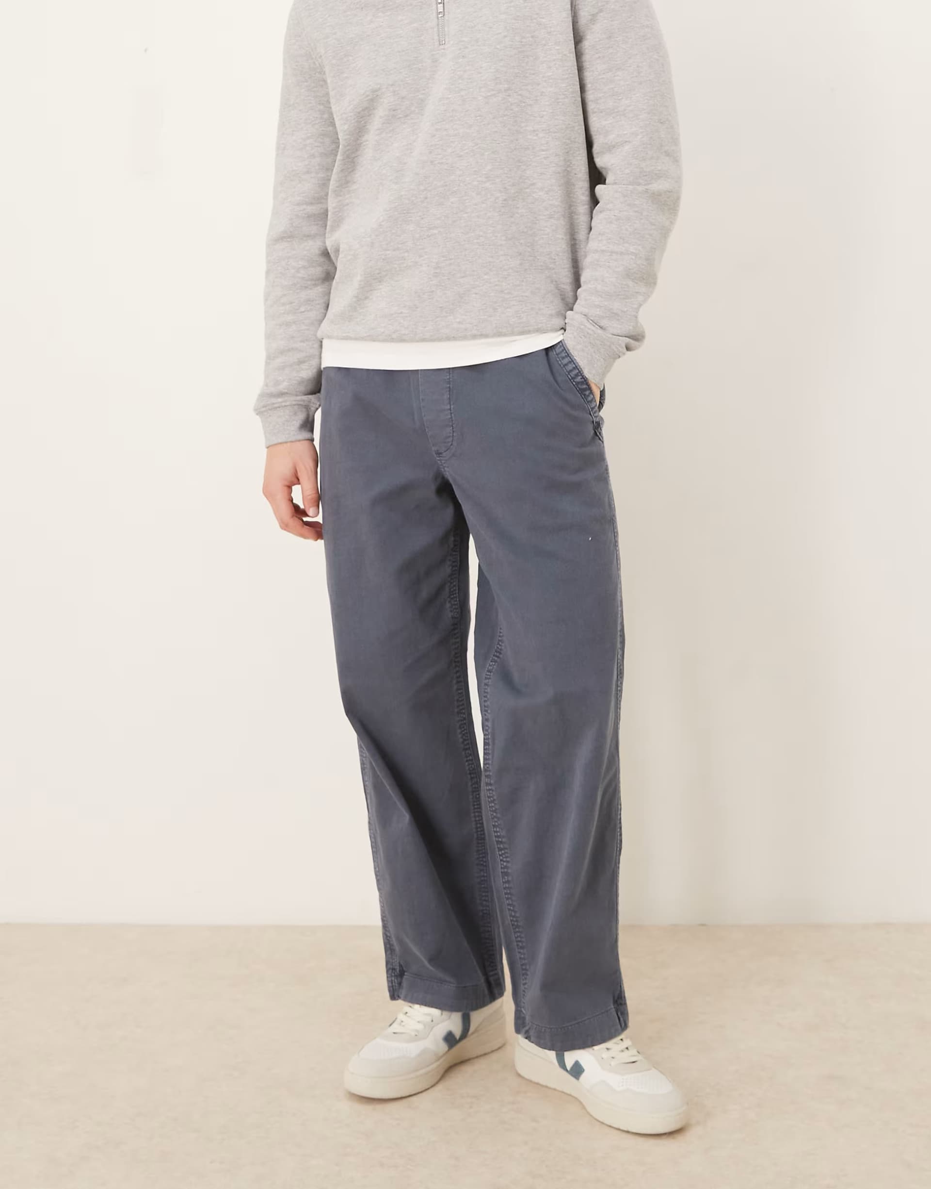 ASOS Abercrombie & Fitch baggy fit pull on trousers in navy