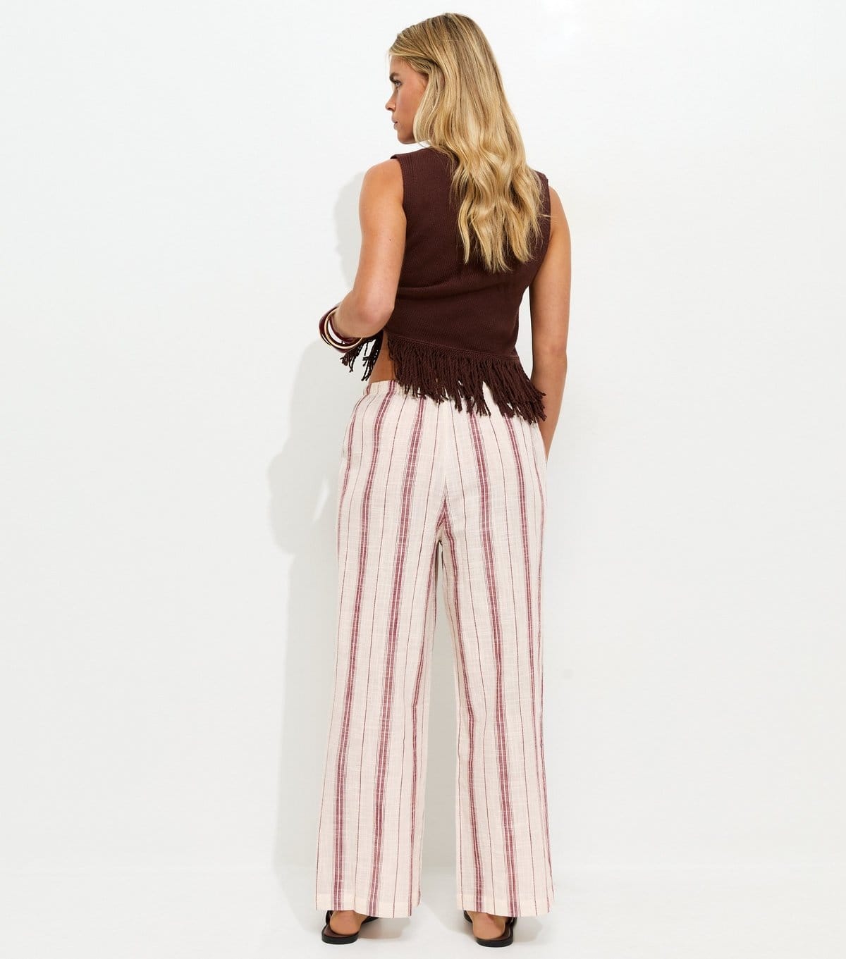 New Look Women's Petite Rust Striped Woven Wide Leg Trousers New Look - 4
