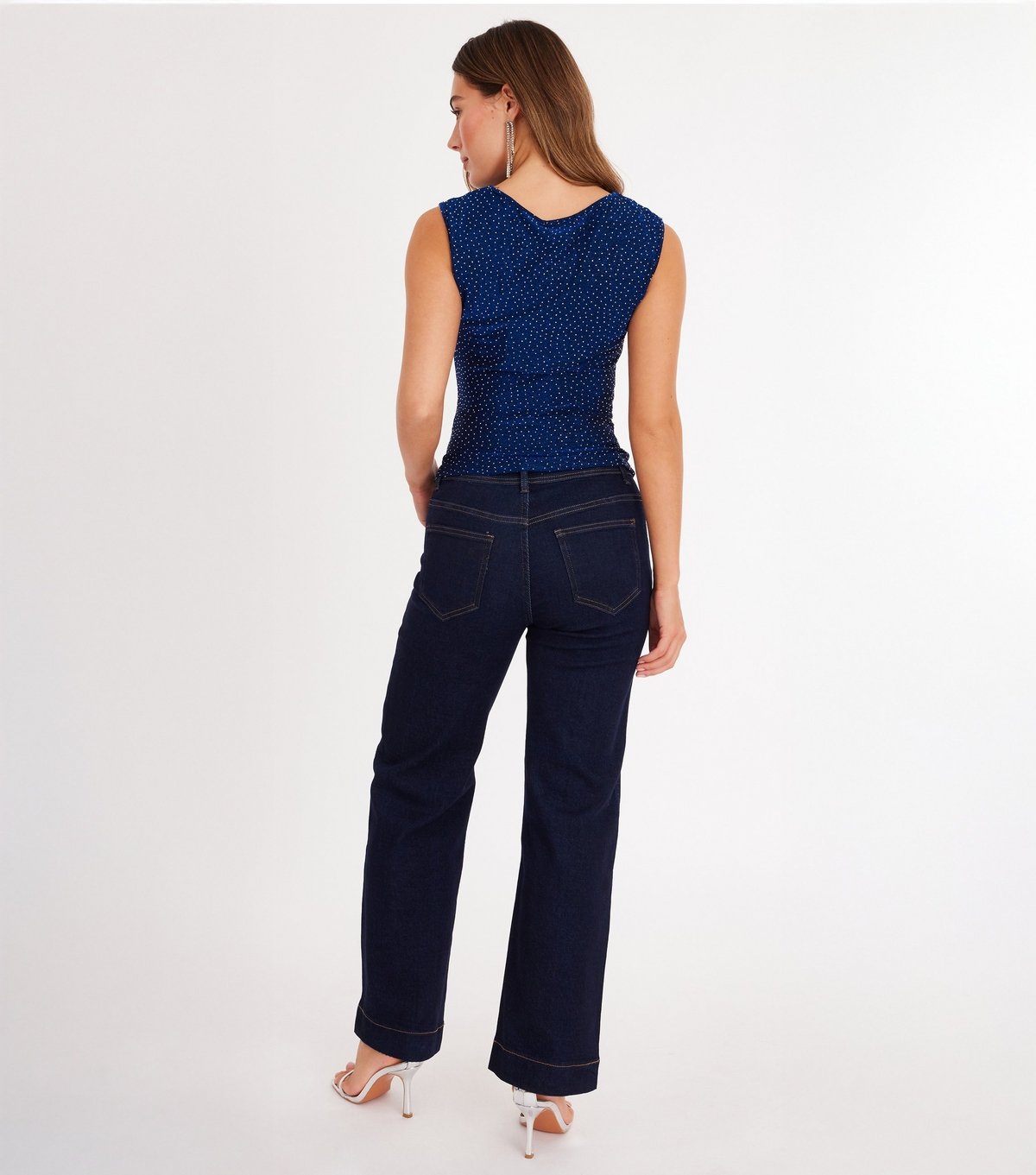 Quiz Women's Dark Blue Rhinestone Top Quiz New Look - 3