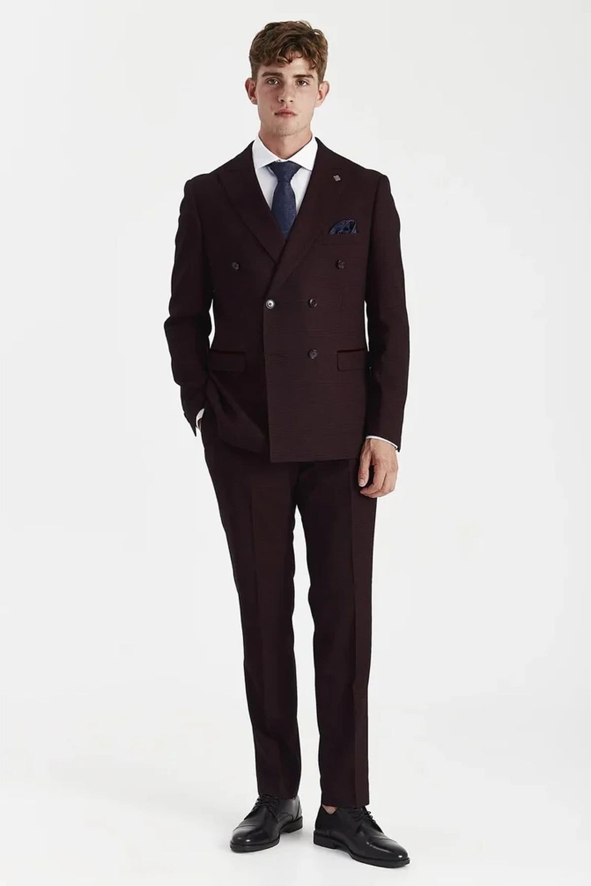 Paul Andrew Wine Double Breasted Suit