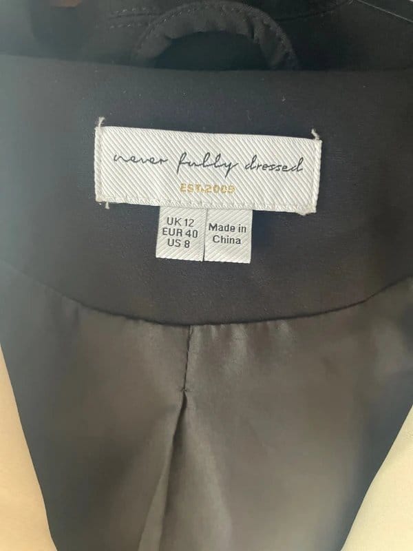 Never Fully Dressed Never fully dressed cream and black size 12 blazer - 1