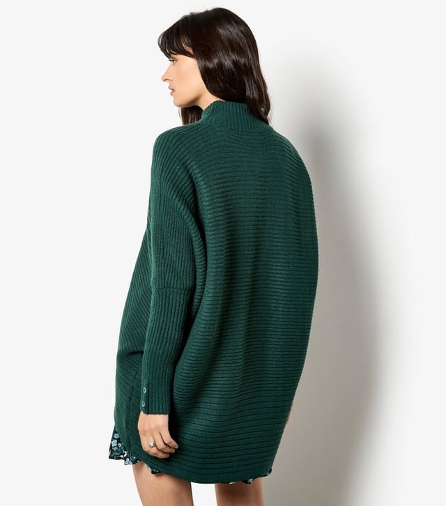 Apricot Women's Dark Green Chevron Knit High Neck Jumper Apricot New Look - 3