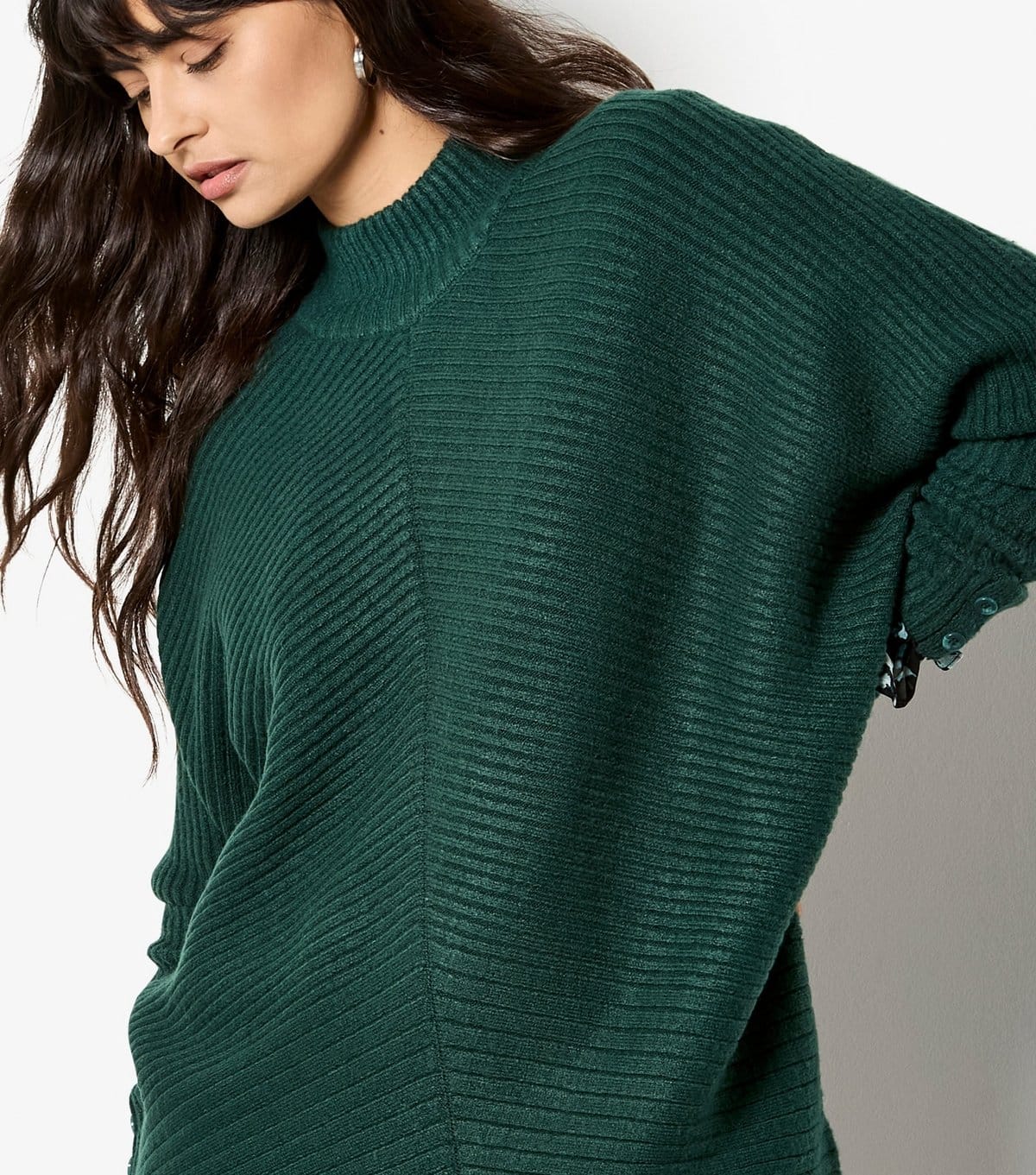 Apricot Women's Dark Green Chevron Knit High Neck Jumper Apricot New Look - 4
