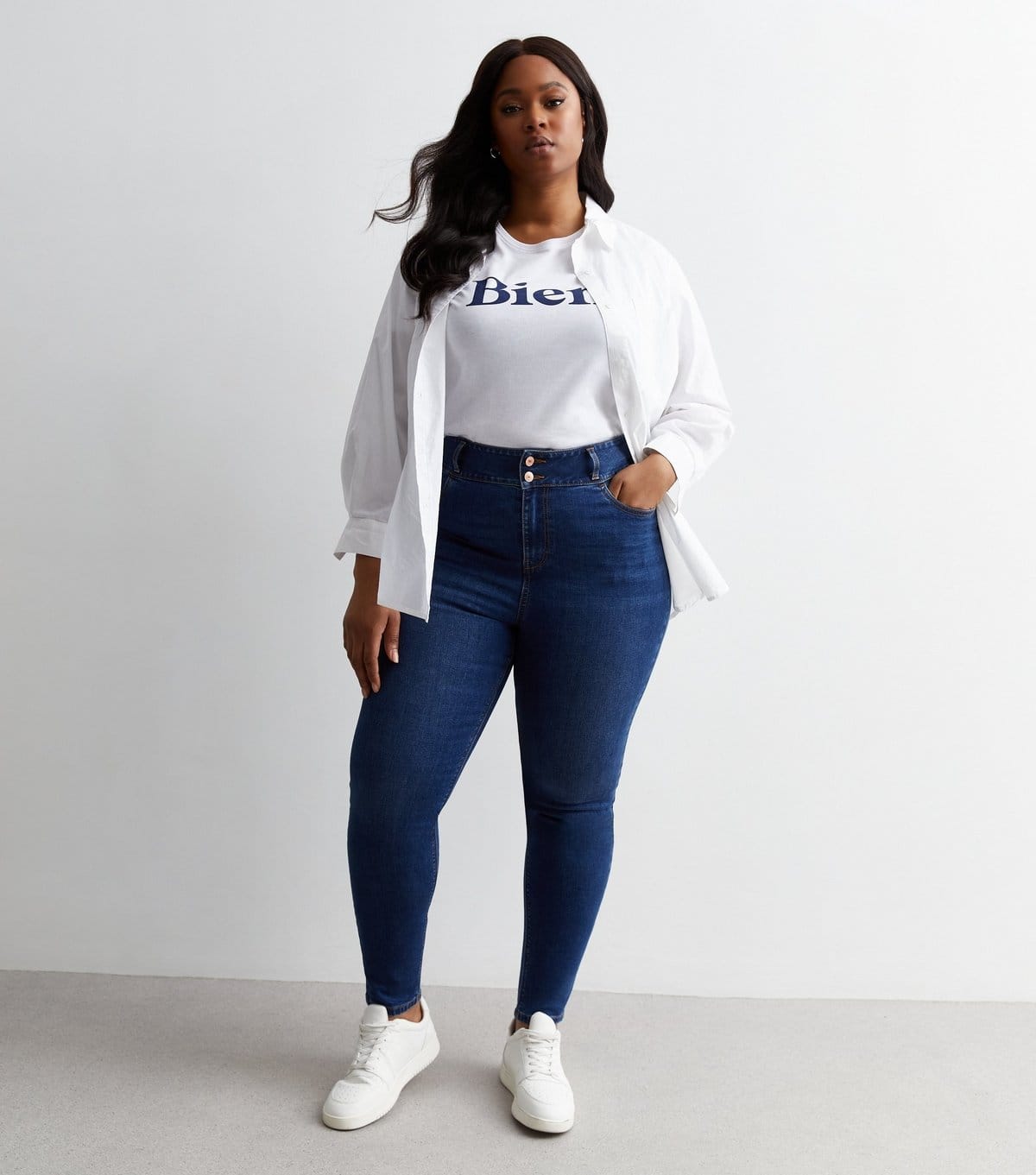 New Look Women's Plus Size Blue Lift & Shape High Waist Yazmin Skinny Jeans Curves New Look - 4